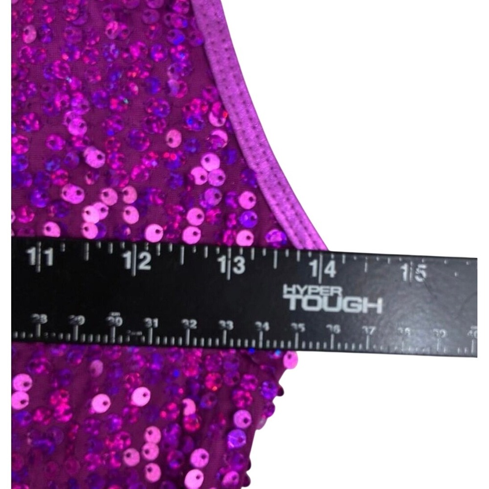 Natalie Dance Wear Sequin Mini Dress‎ Women Small Purple NWT NF8457 Sleeveless - Picture 8 of 10